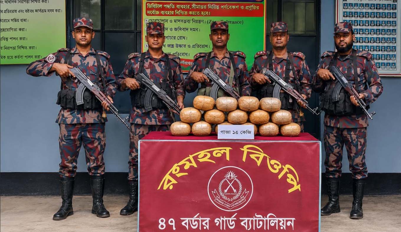 কুষ্টিয়ায় বিজিবির বড় ধাক্কা: পৌনে ৬ কোটি টাকার অবৈধ জাল ও গাঁজা জব্দ